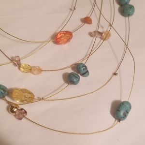 New Goldtone Mulit-strand Beaded Necklace